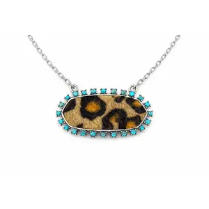 Wild Mesa Leopard Turquoise Necklace - Bold Western Style with Leopard Print & Turquoise Accents for Cowgirl Fashion