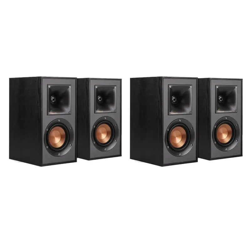Klipsch Reference R-41M Wired Bookshelf Bass Speakers (2 Pairs - 4 Speakers), 4-In High-Performance Audio System, Aluminum LTS Tweeters, Compact Bass-Reflex Design, 200W Peak Power, Premium Stereo for Home/Office, Black, Watts Wired Surround Speakers