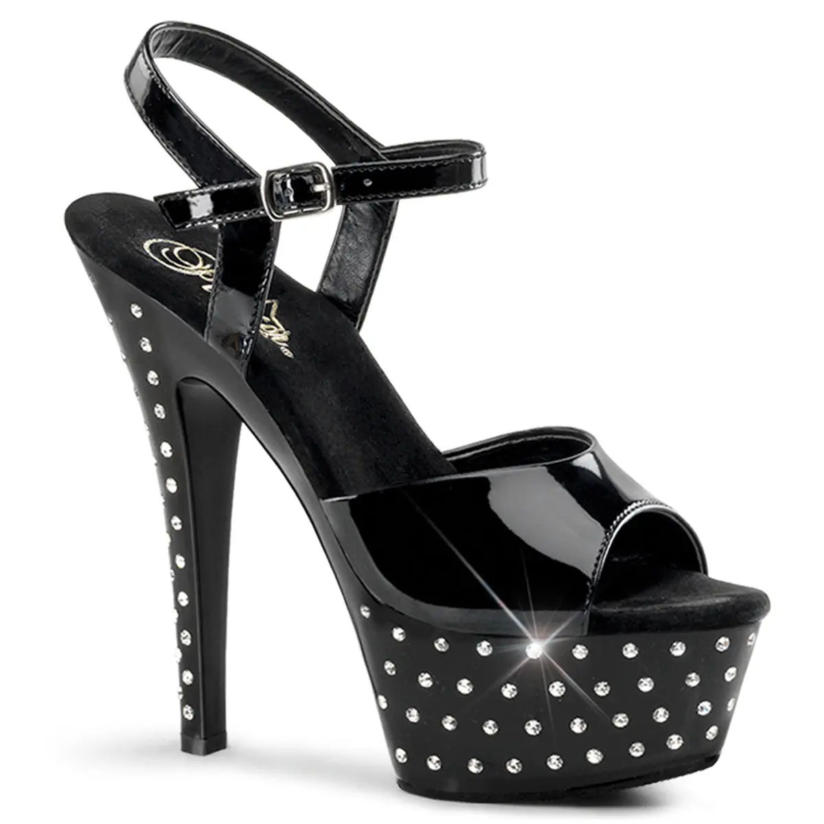 Women's Classy Allover Rhinestone Decor Wedges - Black, Chunky Sparkly Flatform High Heels, Stardust-609 with Platform Sole for Any Event