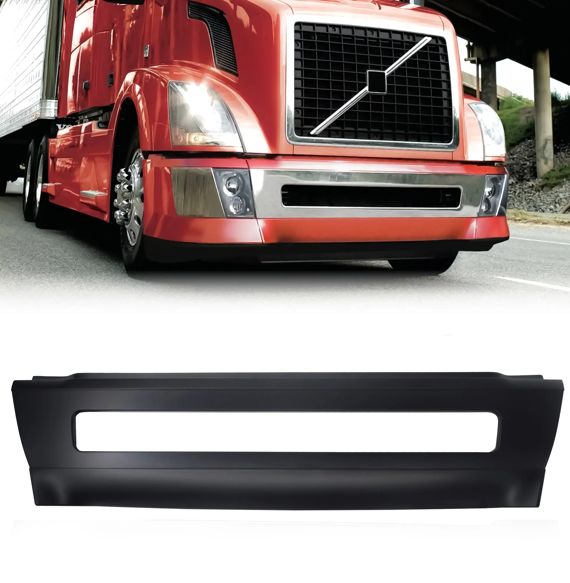 TORQUE ABS Front Center Bumper Replacement - Durable, Primed, Direct OEM Replacement for 2004-2016 Volvo VNL 300,430,630,670,730,780 Series Semi Trucks (TRB201400B)