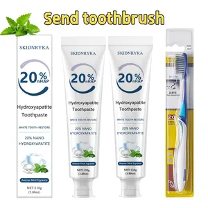 SKIDNRYKA 20% Enzyme Cleaning Toothpaste, Comes with Toothbrush for Teeth Whitening, Freshness Breath, Deep Cleaning and Whitening Teeth, Suitable for Home Travel Use, Oral Hygiene and Health Gift, Essential for Oral Care
