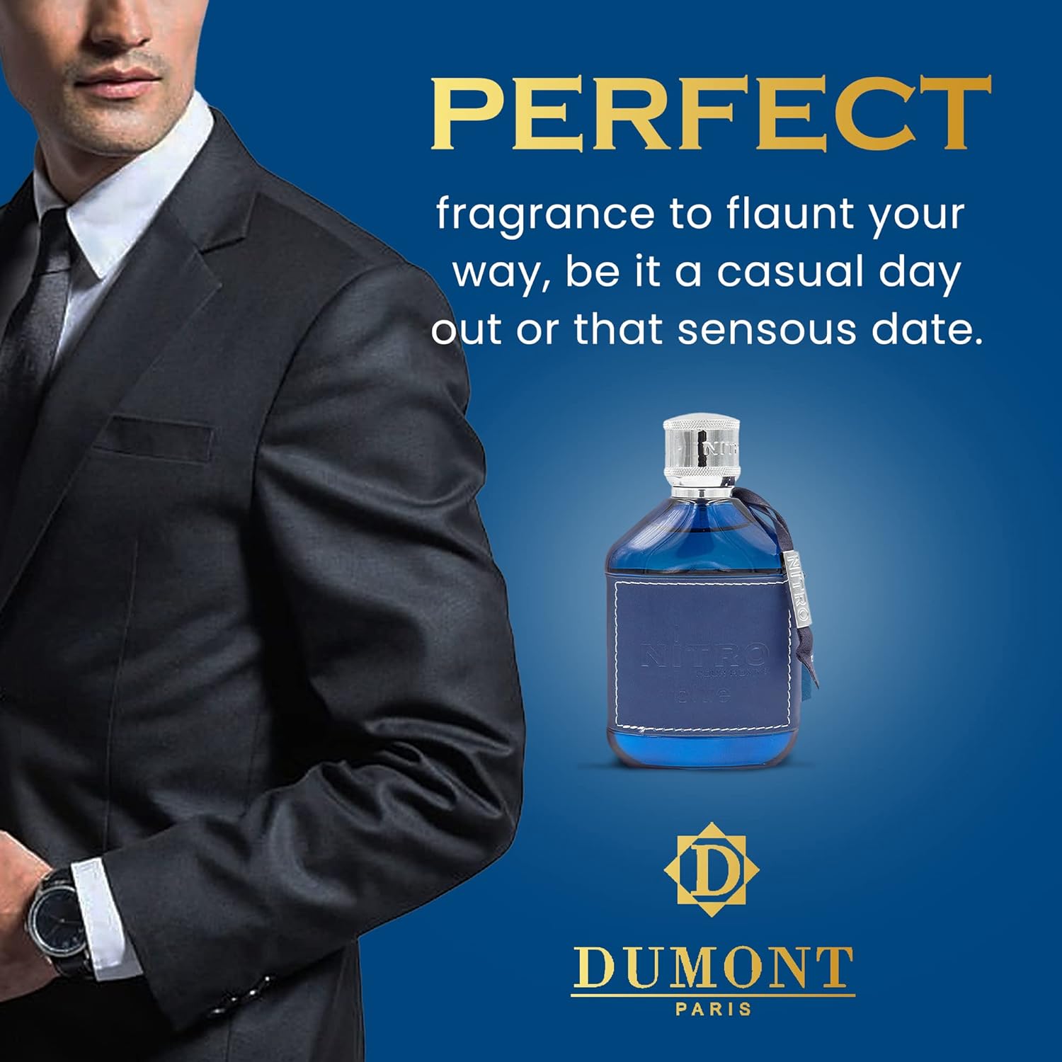Dumont Nitro Blue Eau De Parfum Scent for Men 3.4 oz / 100 ml