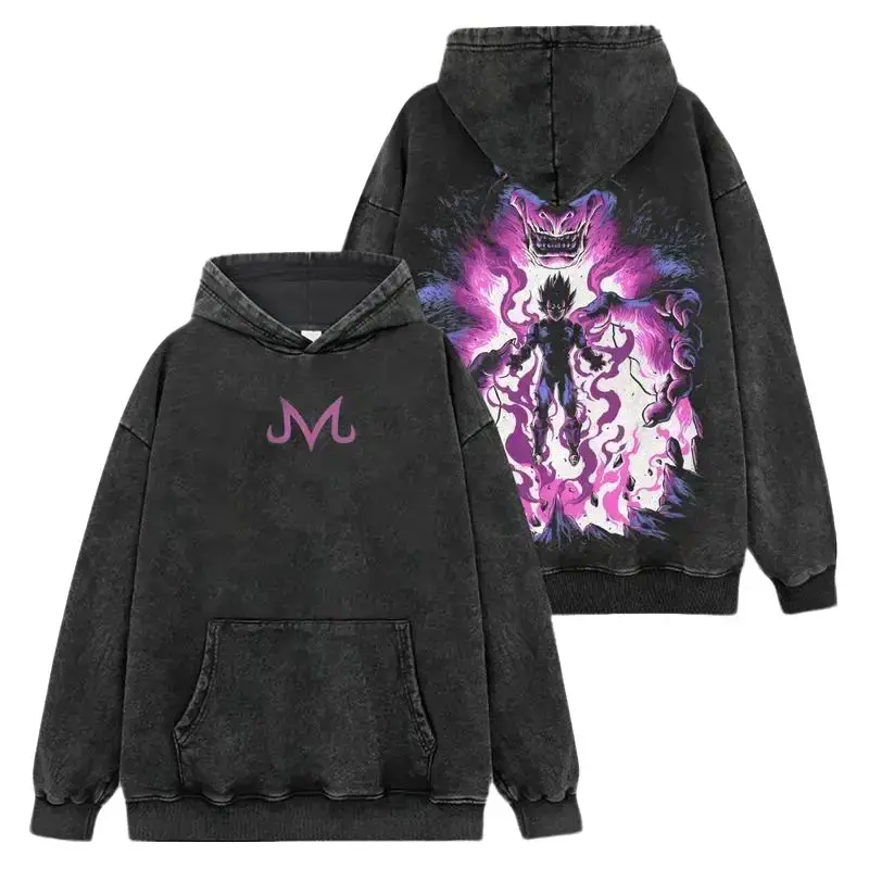 [Dragon Ball] Majin Vegeta Hoodie-Shirt V3 Premium 100% Acid Washed , Dragon Ball Fans, Anime Graphic Hoodie, Streetwear Hoodie Unisex Oversize Gift for Anime Lovers Oversized