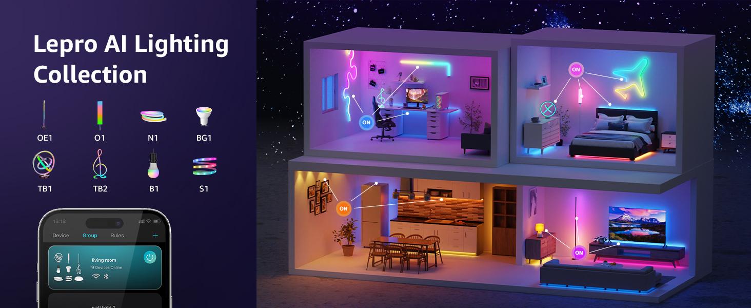 Lepro OE1 AI Smart Floor Lamp, LED RGBW Corner Lamps Compatible with Alexa