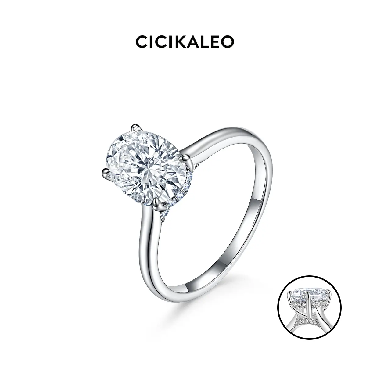 CICIKALEO Oval Cut Moissanite Rings for Women 18K Gold Plated Lab-Created 2CT Wedding Engagement Rings Gift for Her R02 #Summervibes
