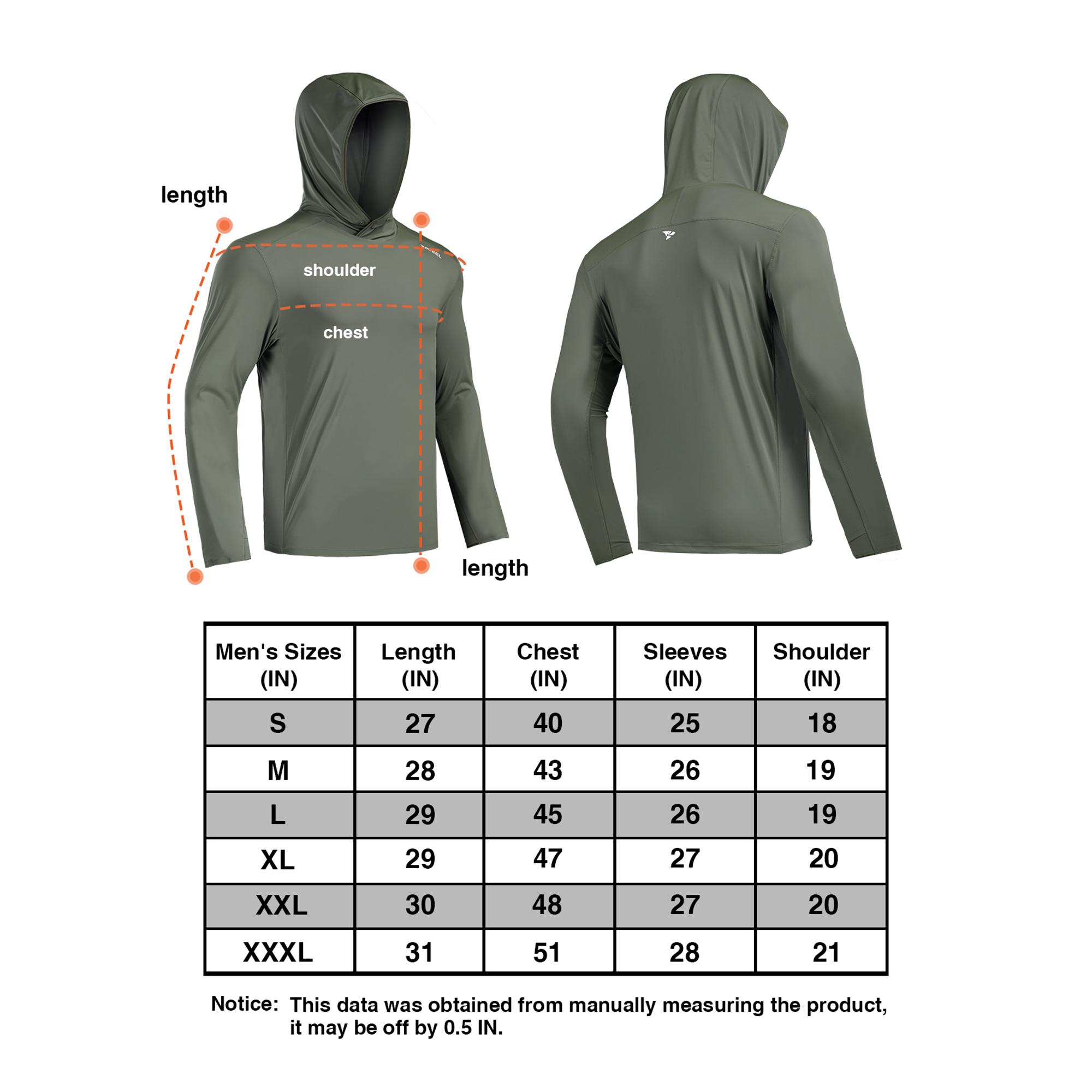 RODEEL 937 Sun Hoodie Shirts Men UPF 50+ UV Protection Long Sleeve Lightweight Quick Dry Moisture Wicking Breathable Cooling Activewear for Outdoor Sport Gym Hiking Camping Fishing Boating Construction Landscaping Gardening, Holiday Gift