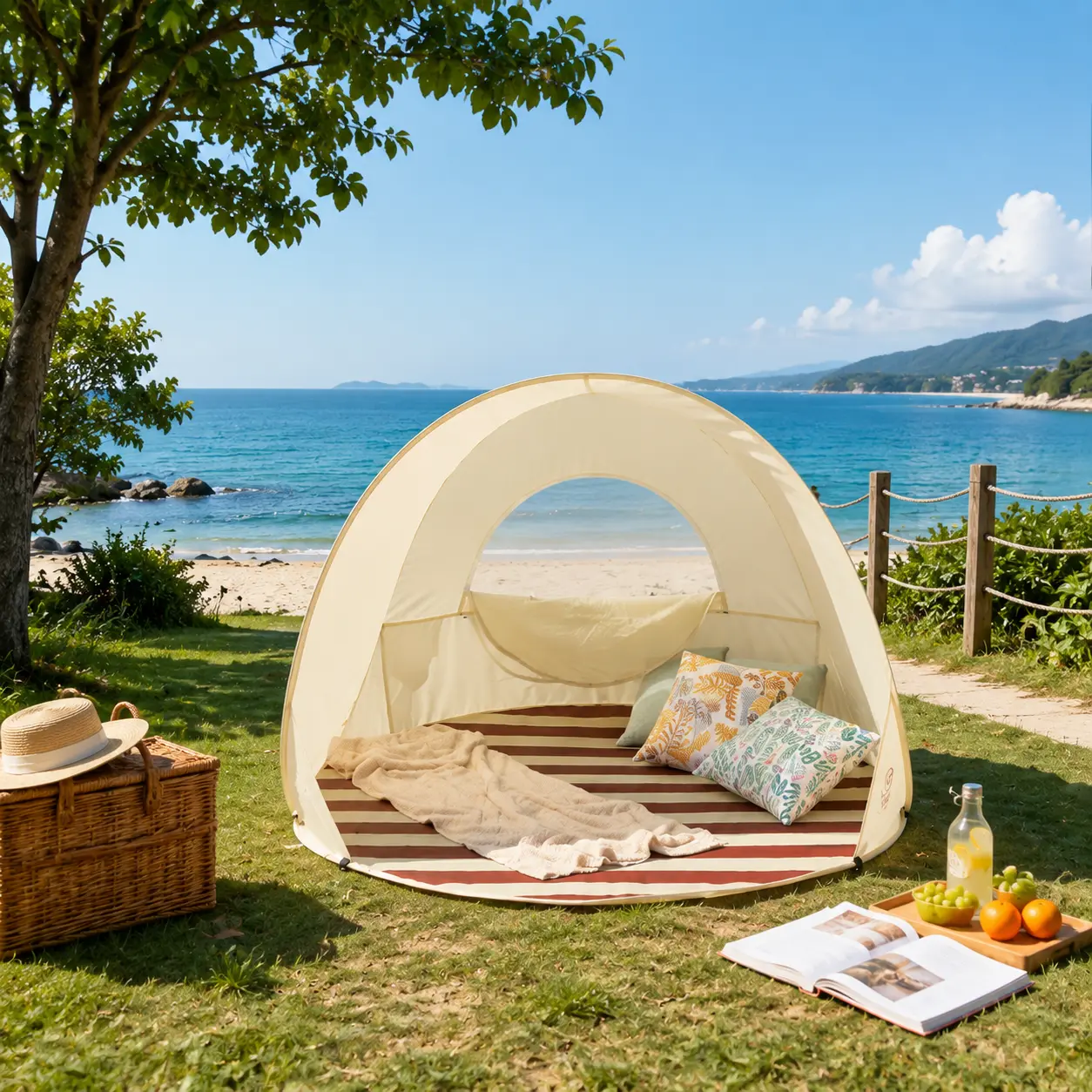 Beach Sunshade Tent with UV Protection | Portable Family Shelter for Camping, Picnics & Outdoor Events | Lightweight Design | Carry Bag Included | Heavy-Duty Polyester