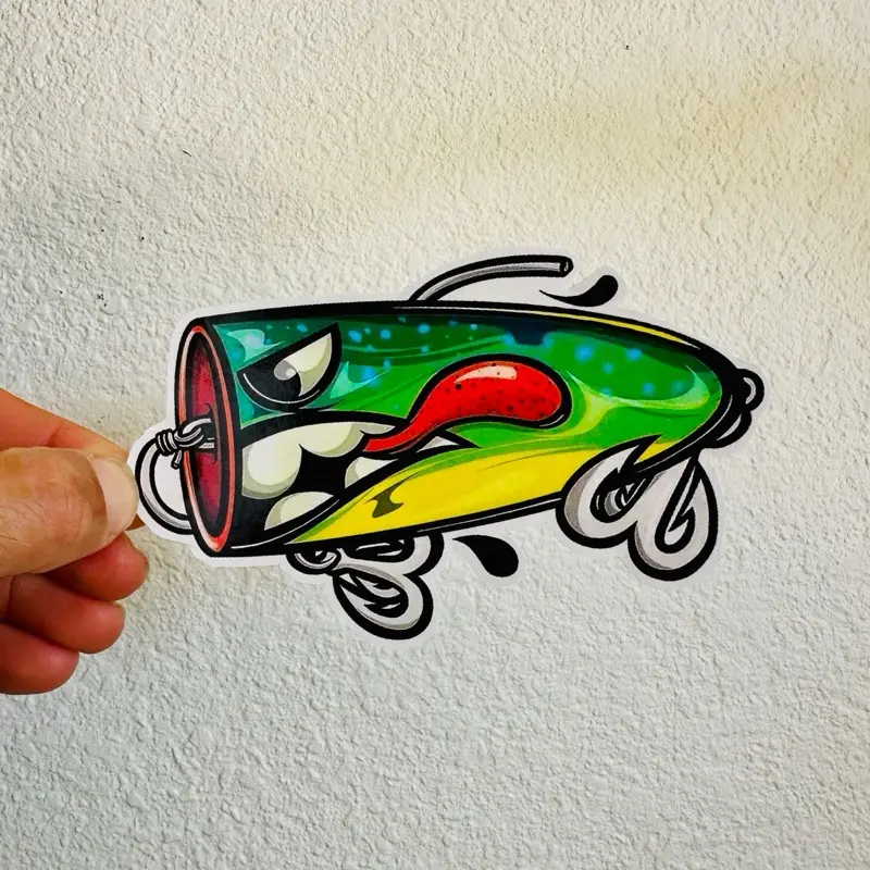 Angry Bait Fishing Jig Lure Trout Sticker Bass Large Mouth Fishing Decal Boat Tackle