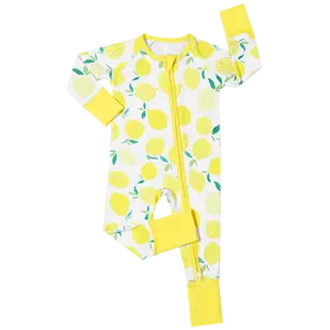 Bamboo Baby Long Sleeve Romper Jumpsuit Soft One Piece Pajamas Boy Girl 2-Way Zipper Coverall Sleeper in All Season
