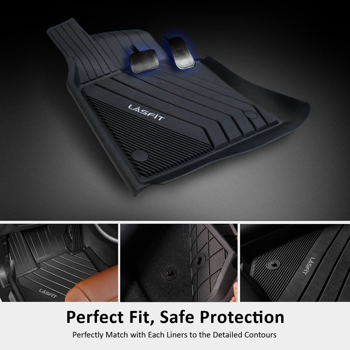 Lasfit BMW X5 BMW X3 Series All Weather TPE Car Mats 1st & 2nd Seat Floor Liners, Black