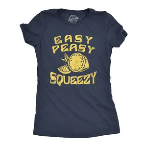 Womens Easy Peasy Lemon Squeezy T Shirt Funny Relaxed Lemons Saying Joke Tee for Ladies Funny Womens T Shirts Cute Vintage Fashion Casual Ladies T-Shirt Gift Funny Sarcastic Top Women's Novelty Tees Navy -