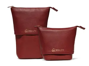 Standup Brush Holder & Travel Makeup Bag - Burgundy