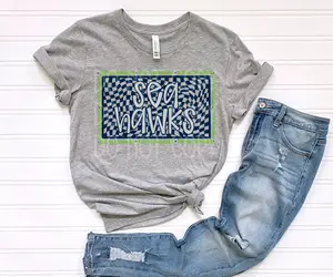 Seahawks Warped Checker Rectangle DTF