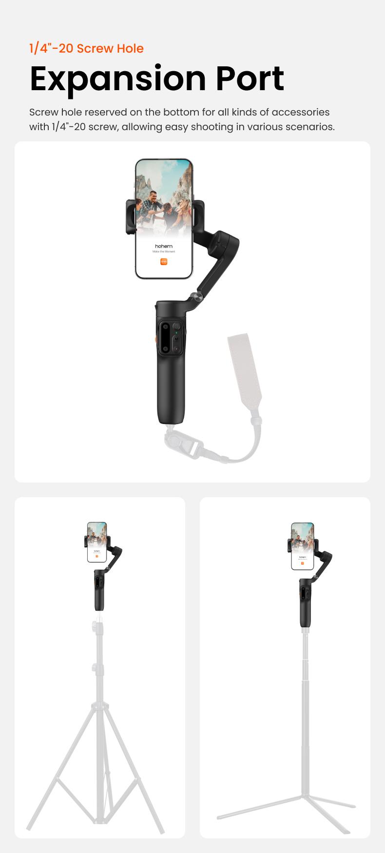 hohem iSteady X3 SE Gimbal Stabilizer for iPhone, Smartphone Foldable Gimbal with Detachable Remote Control, Portable Foldable 3-Axis Phone Gimbal for Android & iPhone17 series, Ideal for Travel Vlogging