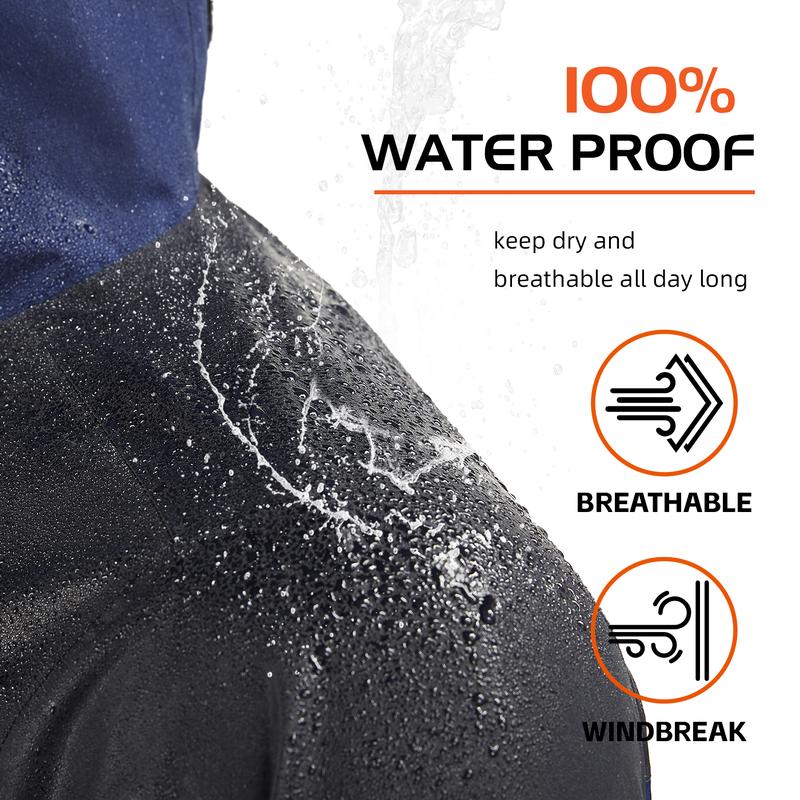 【RODEEL】704 Premium Waterproof Jacket w/ Foldable Hood Men Lightweight Breathable Hooded Rainwear Durable Rain Coat Weatherproof Windbreaker For Outdoor Camping Fishing Boating Construction Roofing Landscaping Gardening Workwear,  Holiday Gift