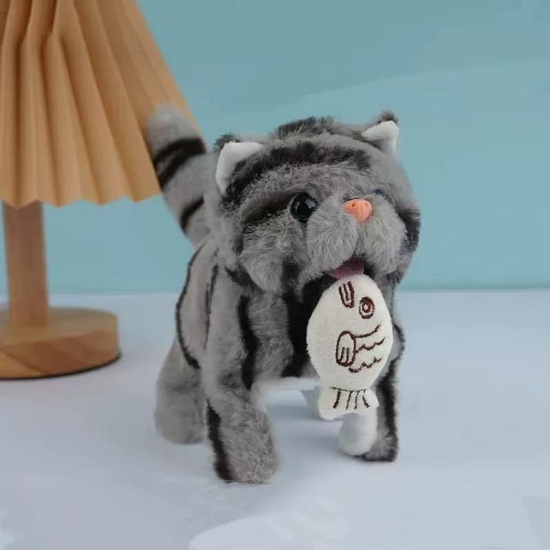 Interactive Robot Kitten, Realistic PlushHoliday HaulRobotic Cat Toy That Walks, Wags Tail & MakesSounds, Cute Pet Toy Gift for Kids & Adults