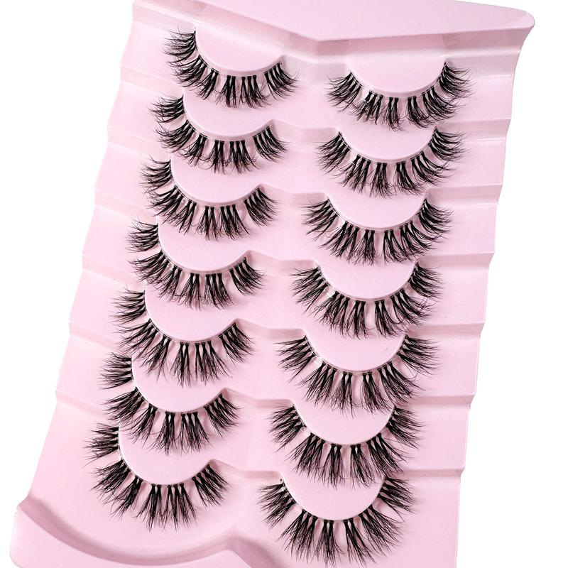 10 Pairs Manga Spiky Lashes Natural Soft Clear Band Comic Styles Eyelashes Anime Look Eyelash Wispy Strip Manga Look False Eyelashes Perfect For Daily Use Reusable