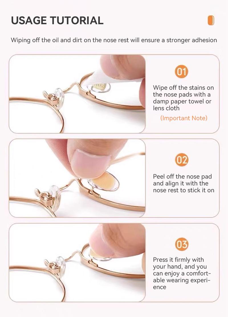 ZENOTTIC Anti-Slip Glasses Nose Pads Soft EVA Materia Hypoallergenic Breathable Prevents Makeup Smudges Pressure Relief for Comfort