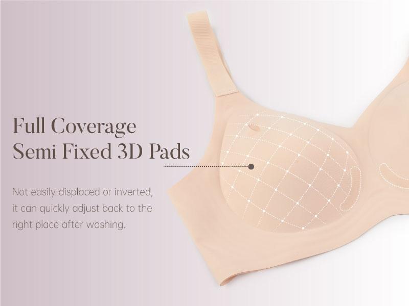 Vertvie Women Wireless Jelly Bras V-neck Comfortable Push Up Bra No Underwire Bra Full Coverage Supportive Bralette Everyday Seamless T-shirt Bra