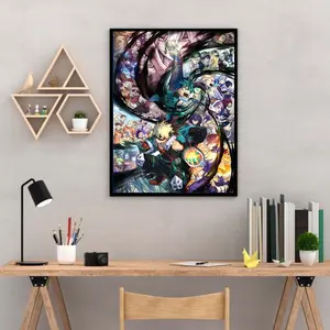 Epic Battle of Heroes, My Hero Academia Poster, Deku & Bakugo Action Wall Art, Anime Home Decor