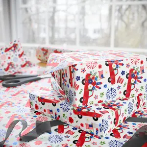 Patriotic 4th of July Wrapping Paper, Red Truck, Fireworks – Celebrate the 250th Patriotic Anniversary