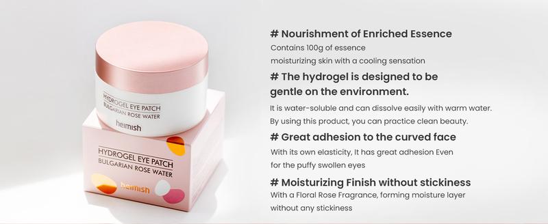 Heimish Bulgarian Rose Water Hydrogel Eye Patch — 60 Soluble Hydrogel Patches for Hydration, Brightening & Wrinkle Improvement, Gentle Under-Eye Care for All Skin Types