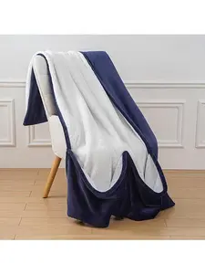 Warm & Cozy Plush and Sherpa 60" x 70" Throw with Foot Pocket