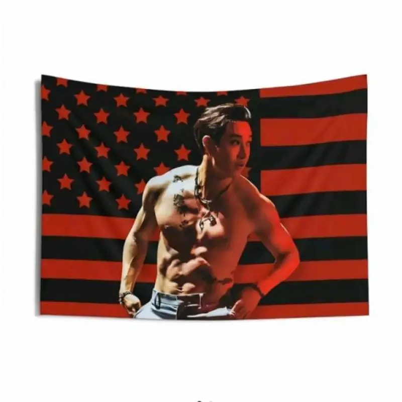 Skz Bang Chan Shirtless 3x5FT America Flag, Hd Prints Vivid Color Custom Kpop Flag, Skz Dominate Tour Merch, Gift Ideas Stays, Birthday Gift & Concert Merch