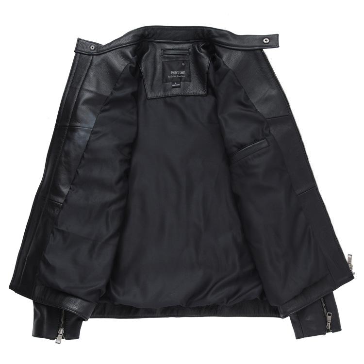 Stand-up collar leather leather jacket