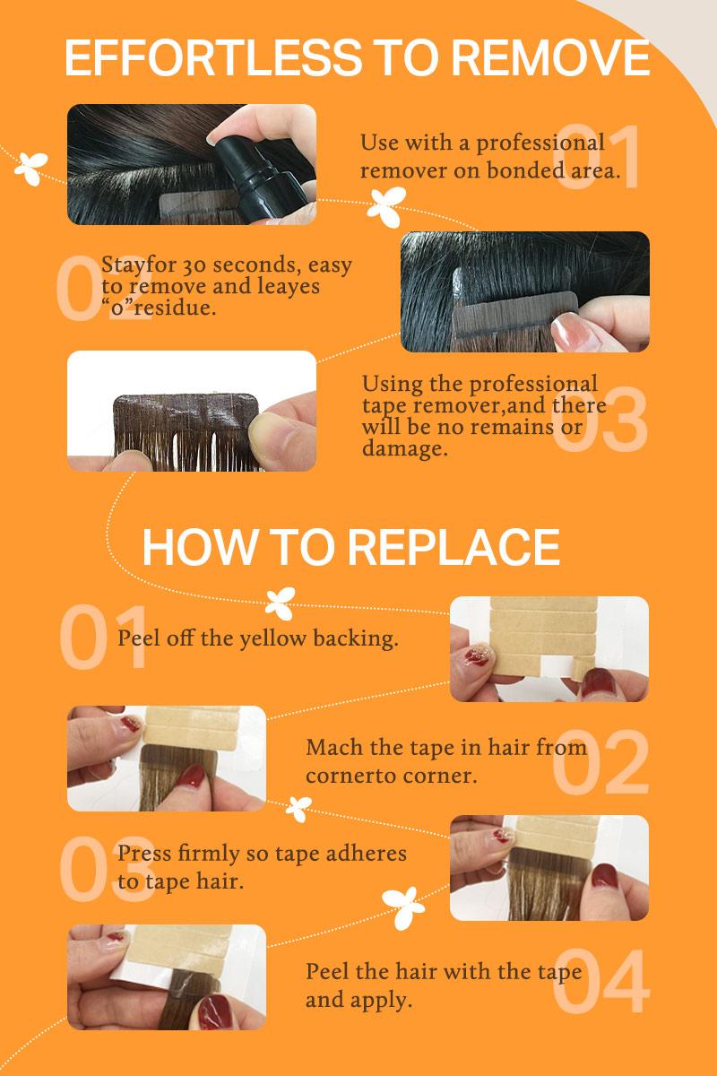 Doores 50g 14-24inch injected Tape in Hair Extensions 100% Human Hair No Glue No Clip, Pre-Bonded more Invisible