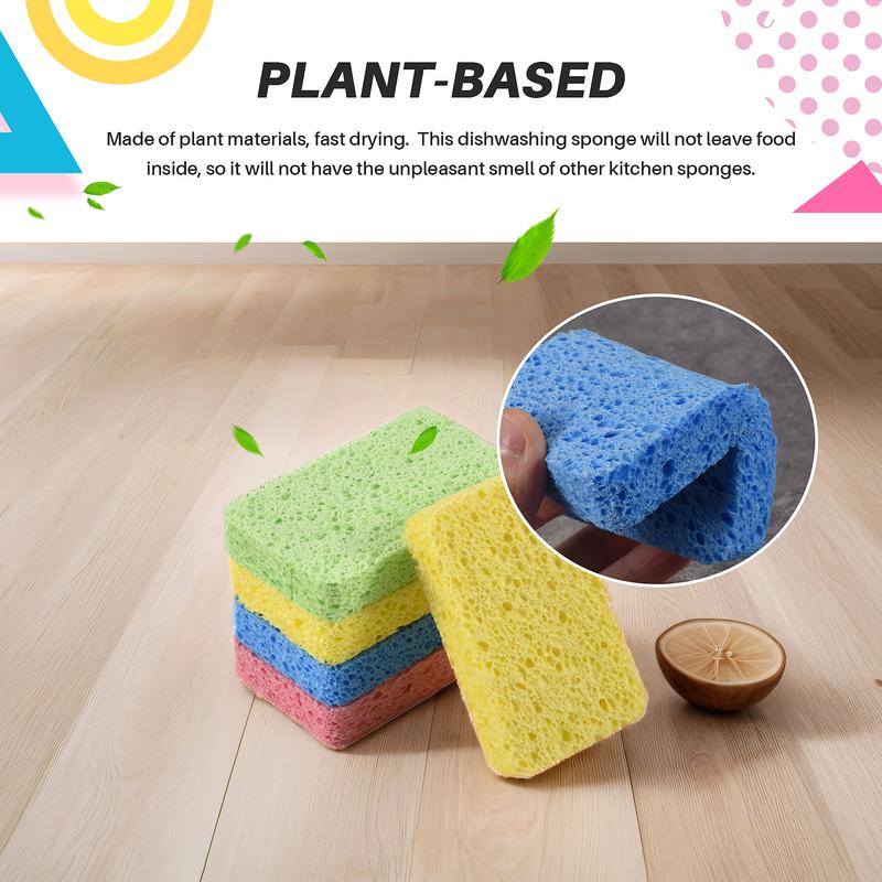 Large Cellulose Sponges,Kitchen Sponges for Dish, Duty Scrub Sponges,Non-Scratch Dish Scrubber Sponge for Cookware 5 Pcs