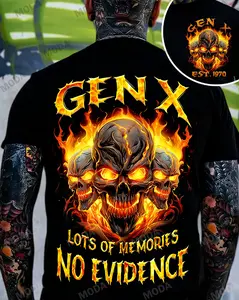 Chaosmoda Generation X Gen X Lots Of Memories No Evidence Custom Year Skull Cotton Shirt | Crewneck, Breathable & Soft