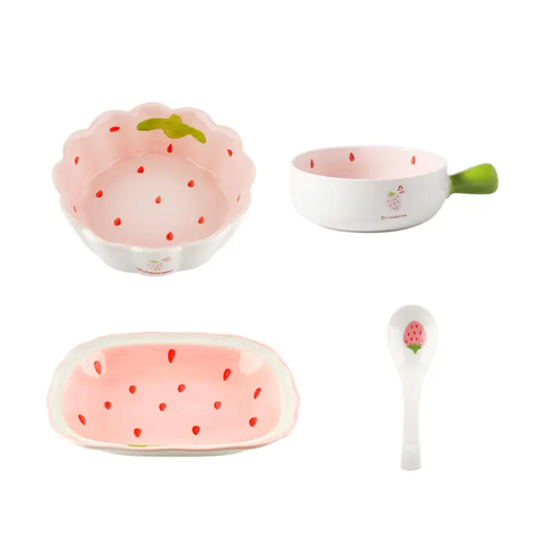 4-piece set:Spoon&Handle Bowl&Bowl 6"&Plate 7.5"