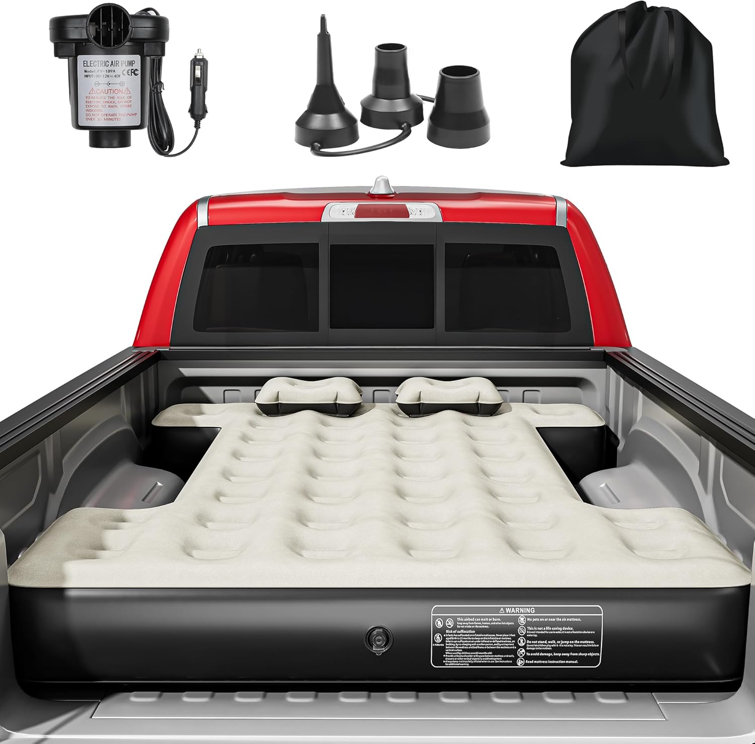 YITAMOTOR Truck Bed Air Mattress for 5.5-5.8 ft Full-Size Short Truck Beds, Inflatable Car Mattress Bed with Pump, Pillows, Carry Bag & Repair Kit for Outdoor, Travel, Camping (Black&Gray,Black&Brown) YITAMOTOR Truck Bed Air Mattress for 5.5-5.8 ft Full-Size Short Truck Beds, Inflatable Car Mattress Bed with Pump, Pillows, Carry Bag & Repair Kit for Outdoor, Travel, Camping (Black&Gray,Black&Brown)