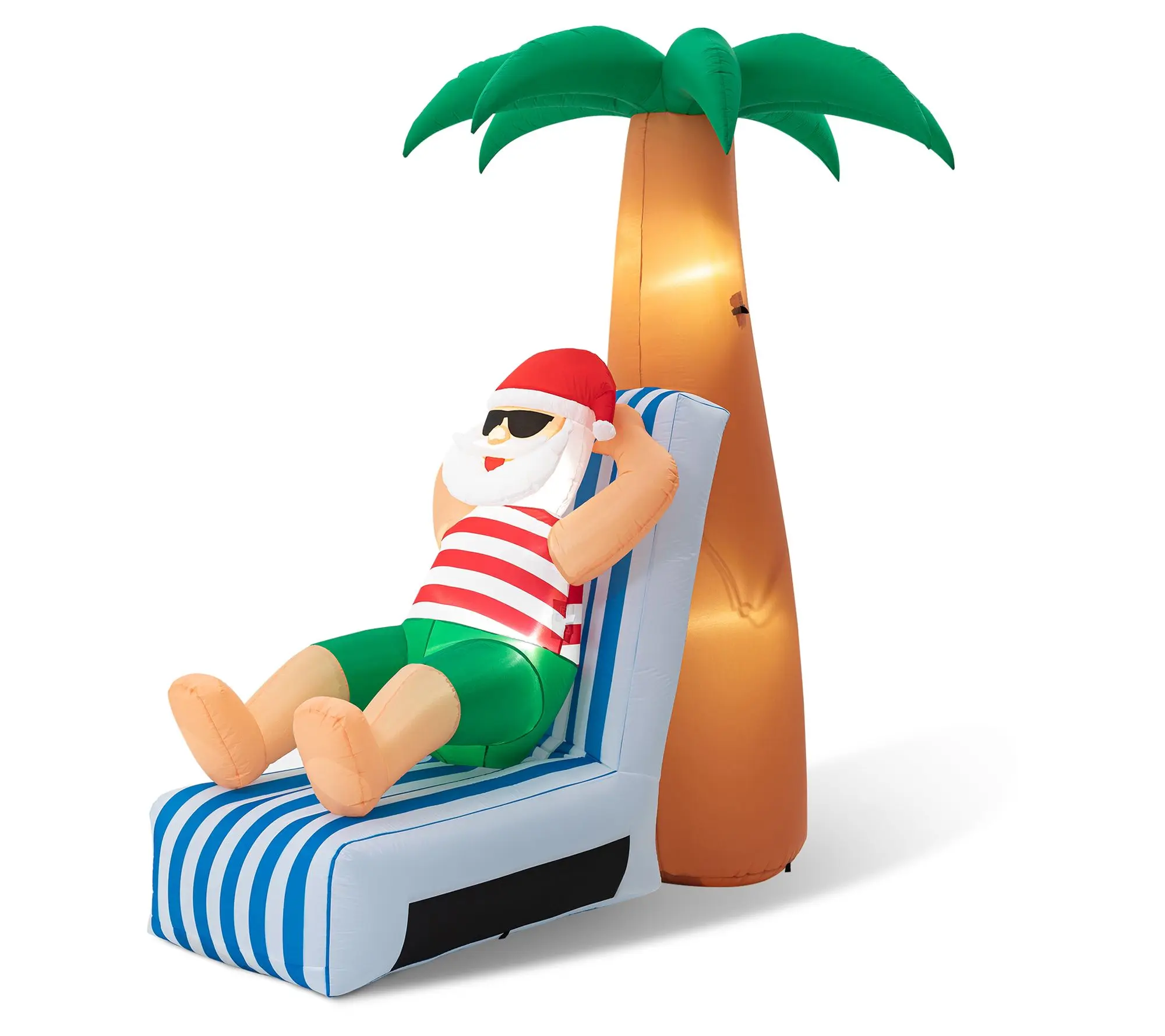 Glitzhome 6FT LED Lighted Tropical Vacation Santa Inflatable
