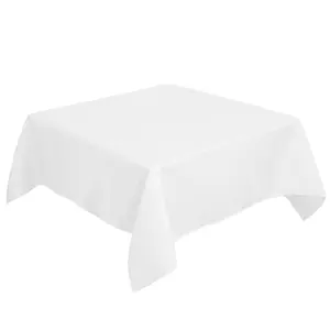 PiccoCasa Square Tablecloth Wrinkle Snow White Table Cloths, Dining Table Cover for Wedding Picnic Indoor Outdoor Table 55x55 Inches