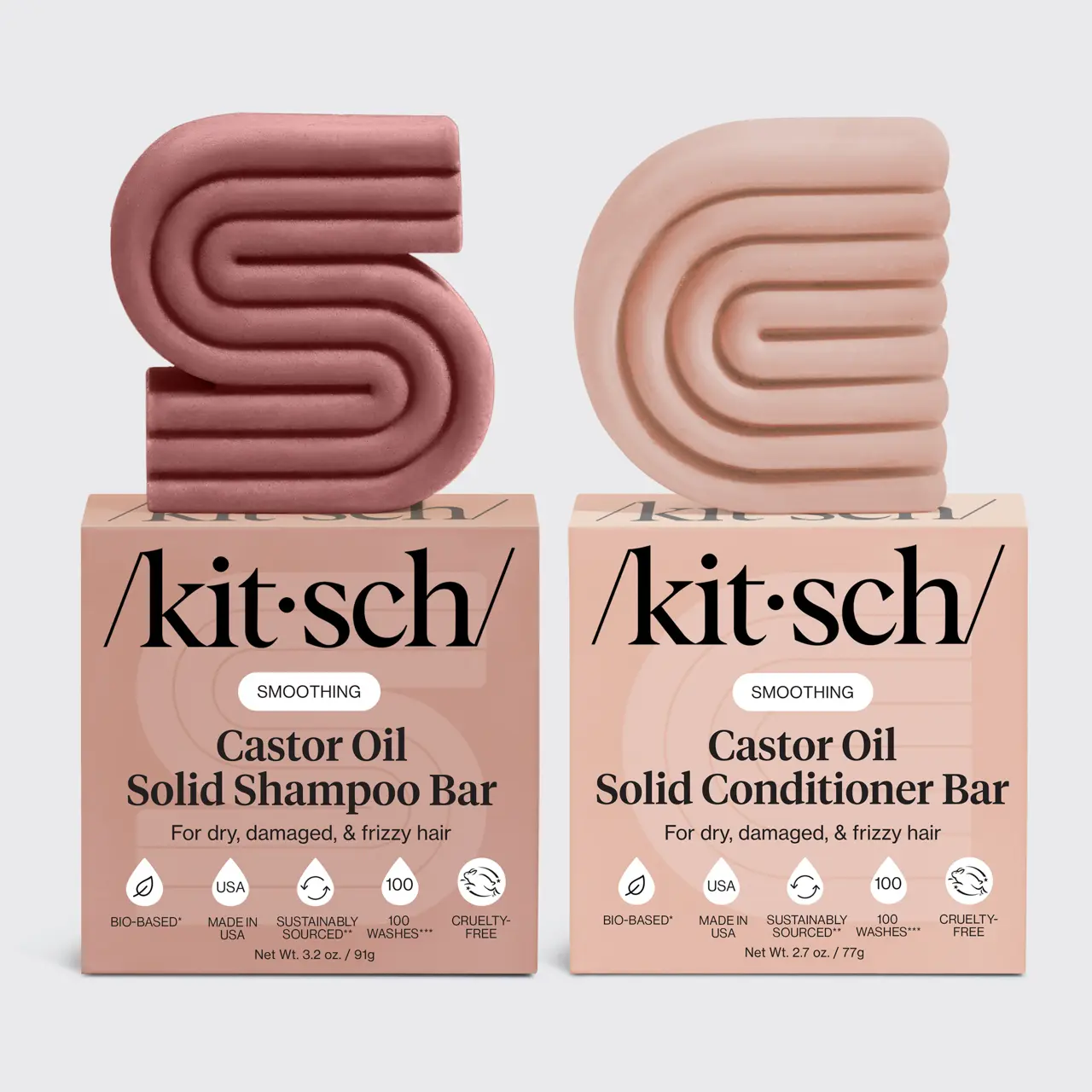 Kitsch Castor Oil Shampoo & Conditioner Bar Combo Pack Haircare Moisture