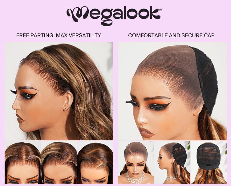 [New Highlight 2P427] Megalook Ombre Honey Blonde Wig #2 Roots P427 Highlight Colored 13x6 Glueless Lace Frontal Wigs Pre-everything Wig