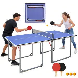 [Fahuac] 6ft Foldable Table Tennis Table - Indoor Ping Pong Table with 12mm MDF Top, Heavy Duty Alloy Steel Legs, Screw-On Net & Post Set, Quick 1-Minute Setup, Space-Saving Design for Home Game Room