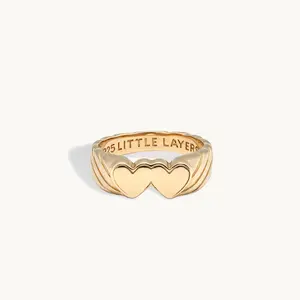 Gold Double Heart Signet Ring