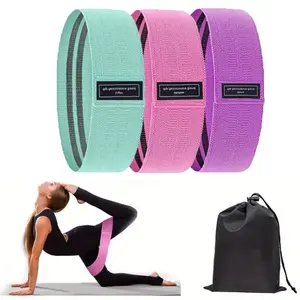Fabric Resistance Bands Set for Men and Women, Pack of 3 Different Levels Elastic Band for Home Gym Long Exercise Workout – Great Fitness Equipment for Training, Yoga – Free Carrying Bag