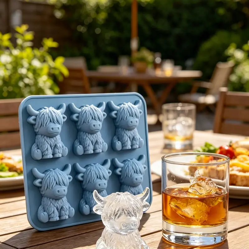 6pcs Cute Highland Cow Ice Mold, Reusable - The Cutest Bar Essential Ever