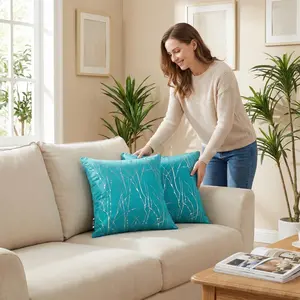 Curtain Club 2 Panels 18x18inch All Seasons Blackout Fabric Pillow Cases with Yellow Offset Printing Versatile Design for Home Decor Square Cushion Bedroom Decorative Accessories FT24791