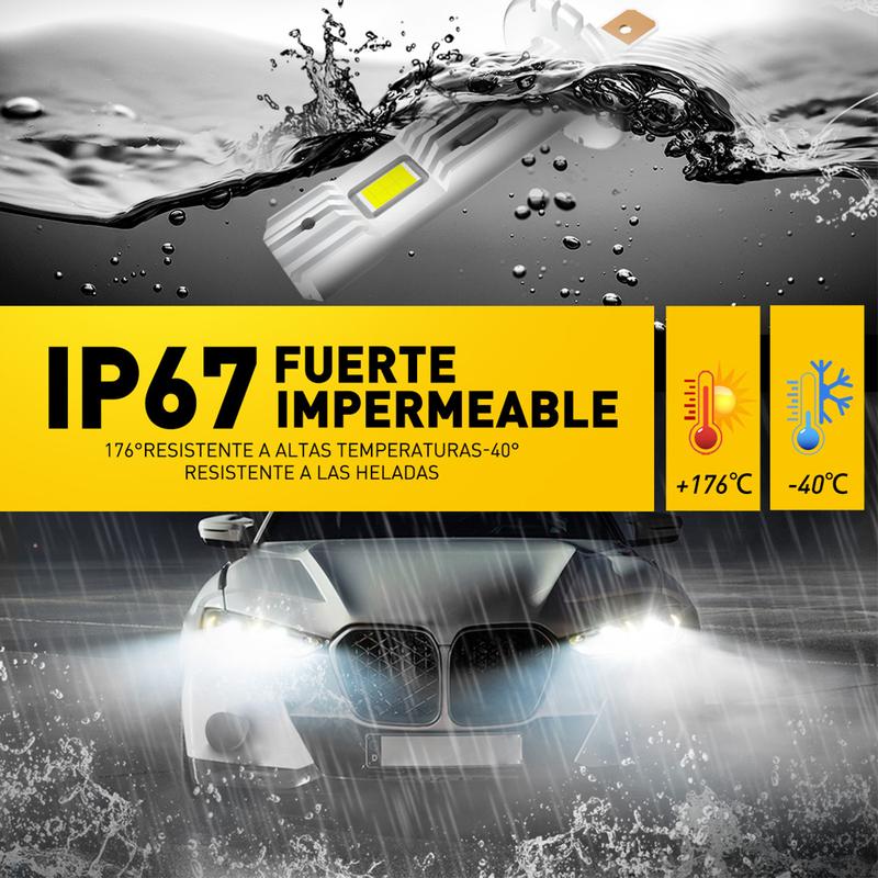 AUXITO FREE ERROR H1 LED 10000LM High Headlight Low Beam Kit 200W Bulb 6500K USA