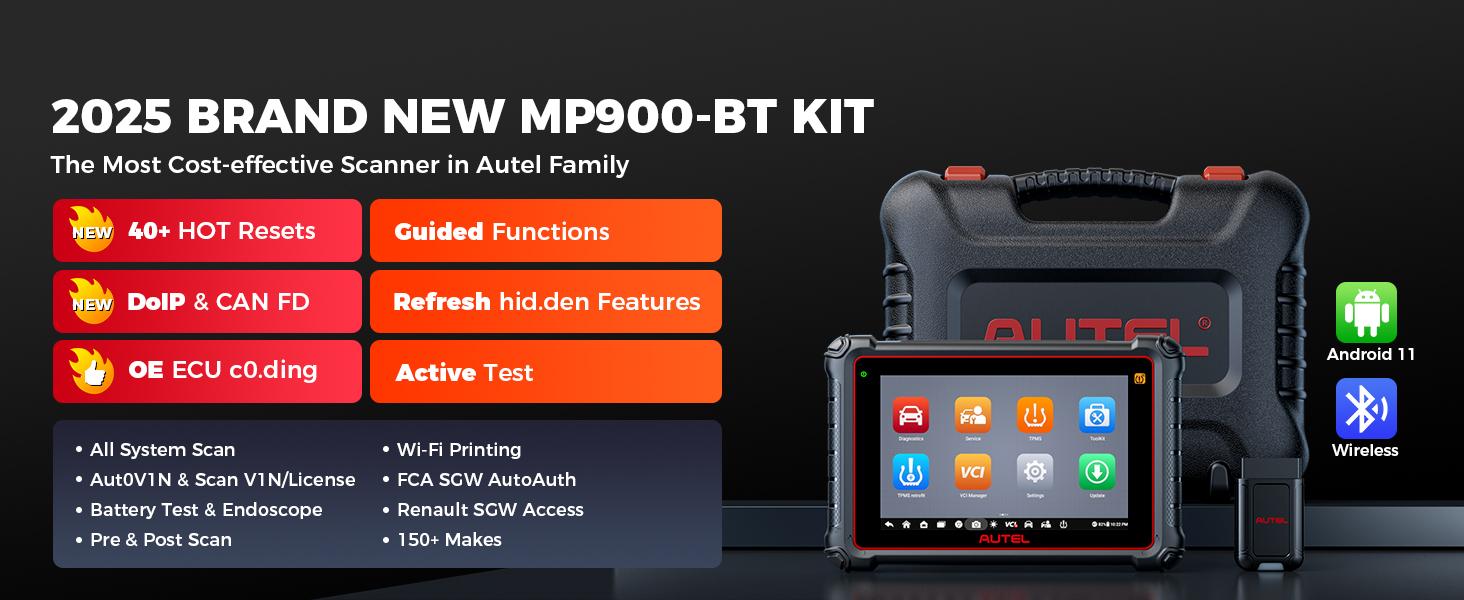Autel MaxiPRO MP900-BT KIT Car Diagnostic Bidirectional Diagnostic Scan Tool, ECU Coding, 40+ Service CANFD & DOIP