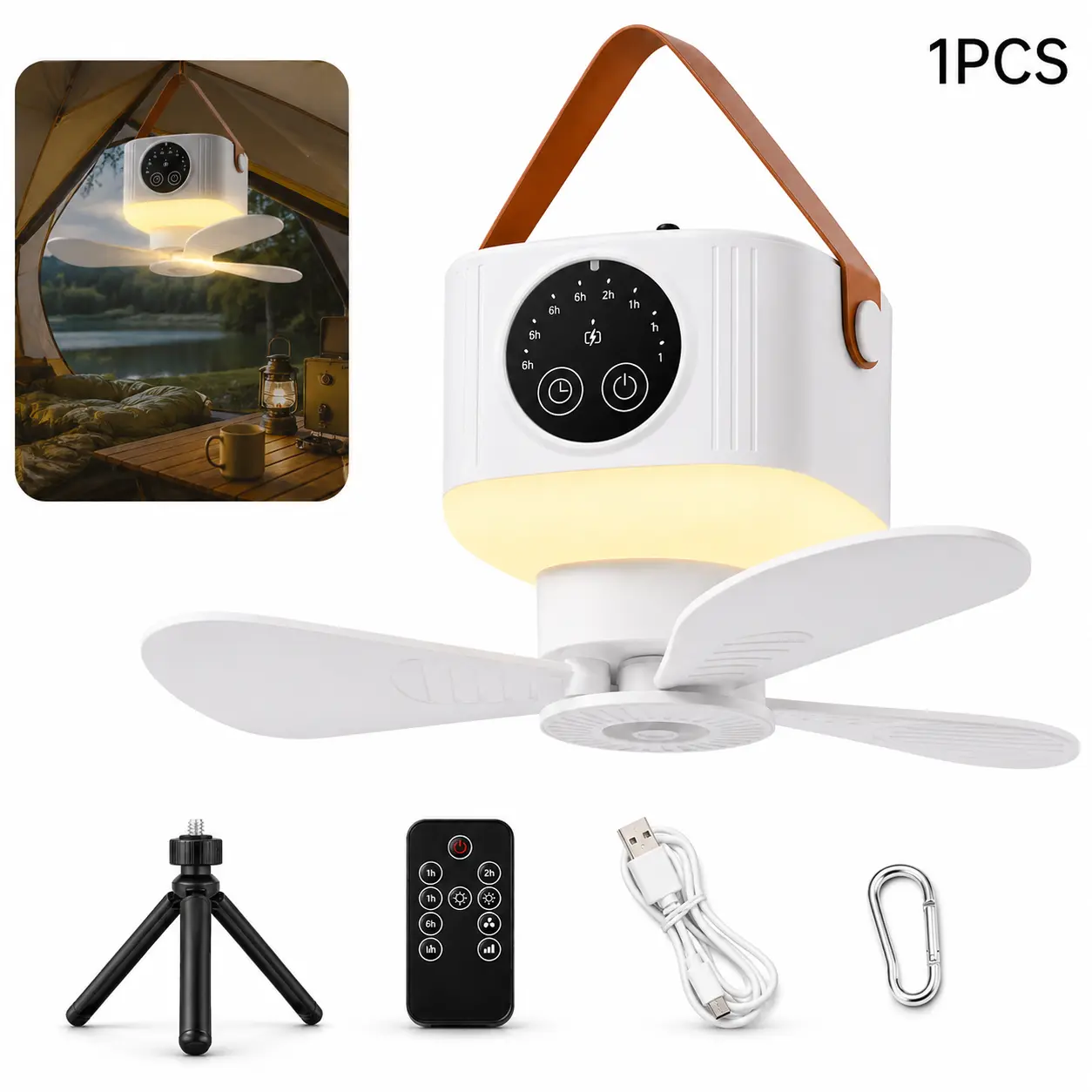 Portable USB Ceiling Hung Fan with Timer Function, 1PCS Hanging Mount Leisure Outdoor Camping Use Accessory for Small Spaces