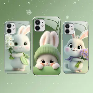 Cute Bunny Phone Case – Easter Spring Green Rabbit Design Cover for iPhone 12 — 975