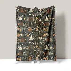 Aura Blankets The Haunted Library Flannel blanket, Suitable for Bed, Sofa, Camping and Travel, Durable and Comfortable Decorative Shawl and Blanket