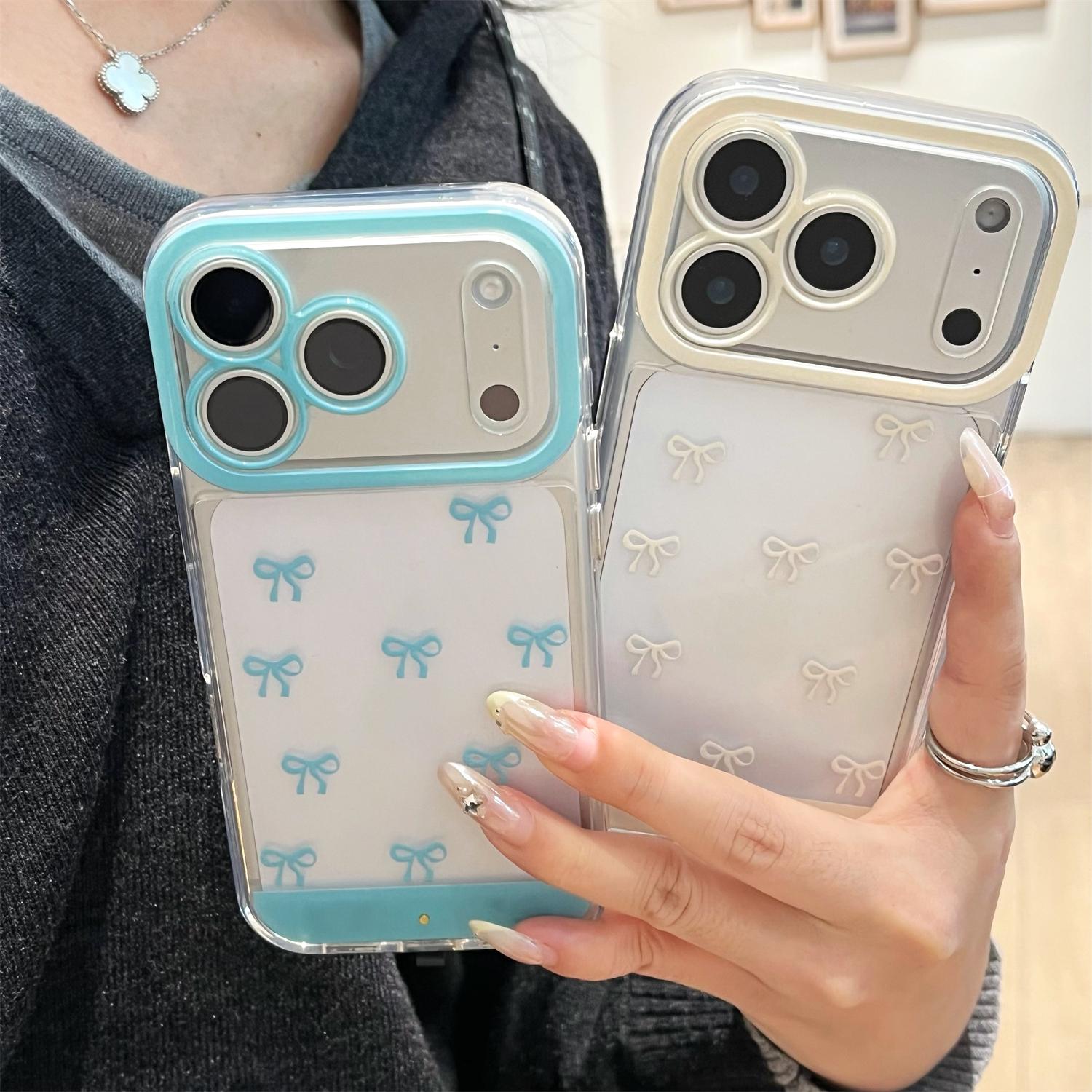 Vibrant LED Clear Aesthetic Ribbon Bowknot Case for iPhone 17 Pro Max/17 Air 17 Pro 16 plus 15 14 13,Transparent Soft Raised Camera Protective Shockproof Cover