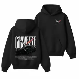 Corvette ZR1 Hoodie, Black Sports Car Graphic Sweatshirt, American Supercar Performance Hoodie for Car Enthusiasts